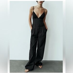 NWT Zara Combination Long Nylon Jumpsuit M